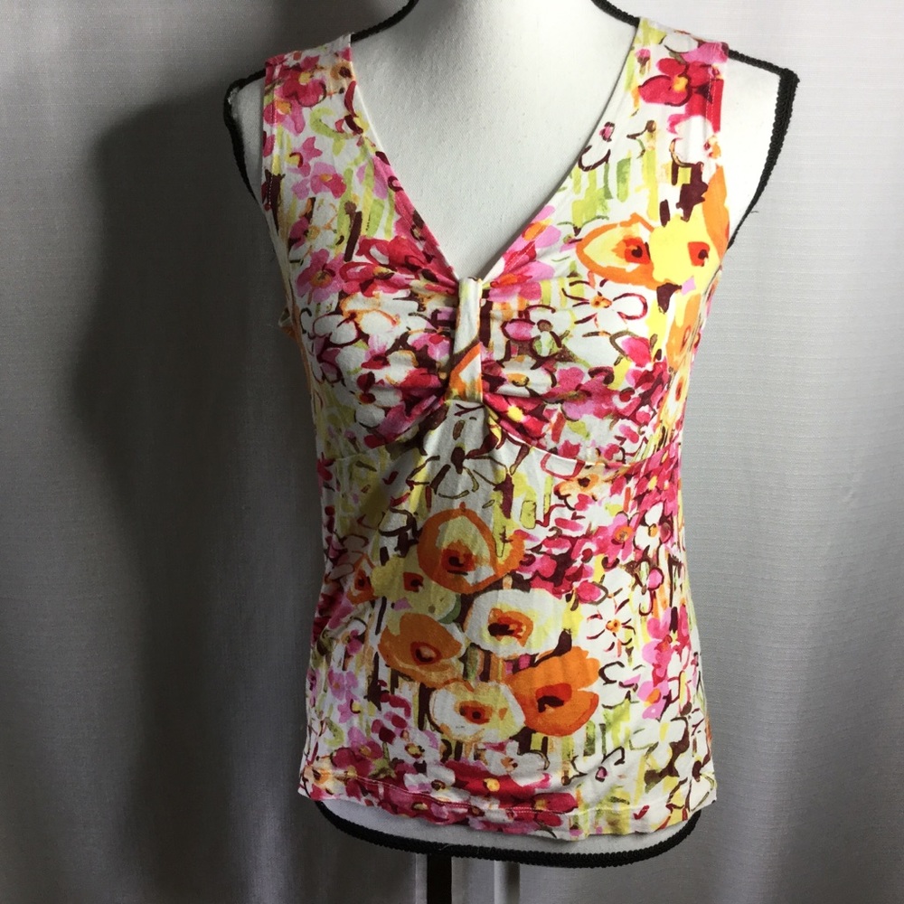 CYNTHIA MAX Poppies Tank Top Floral V-Neck
